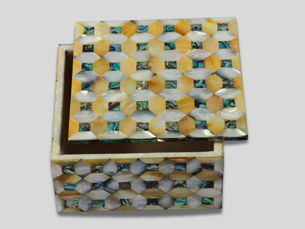 Real Mop Pauashell Stone Mosaic Art Vanity Box